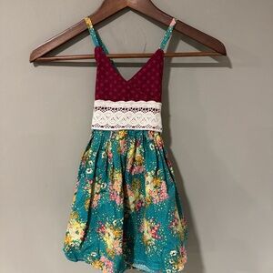 Bitty Bundles of Joy Charming Maroon and Turquoise Patterned Dress Size 4T NWOT